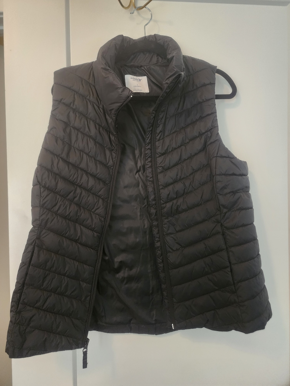 Old Navy Black Quilted Puffer Vest with Stand Collar